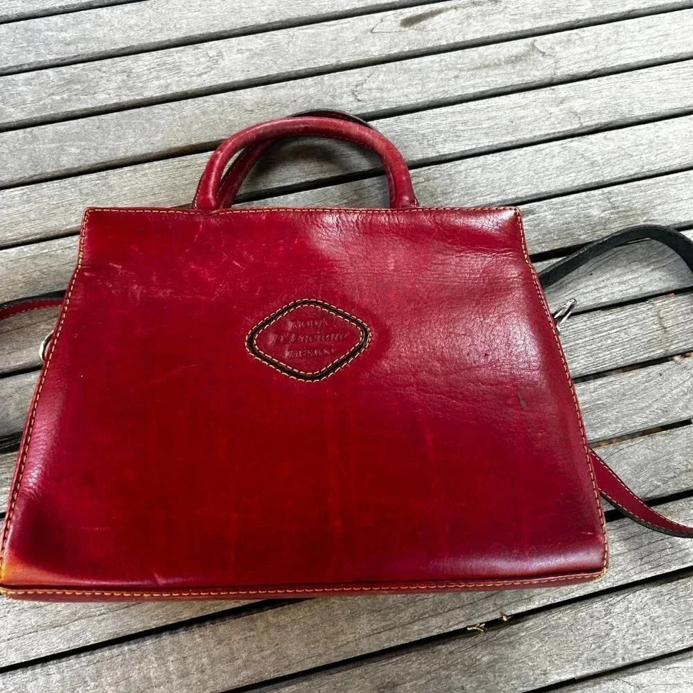 Moda D'Luciano Vintage Red Leather Handbag - Picture 10 of 10